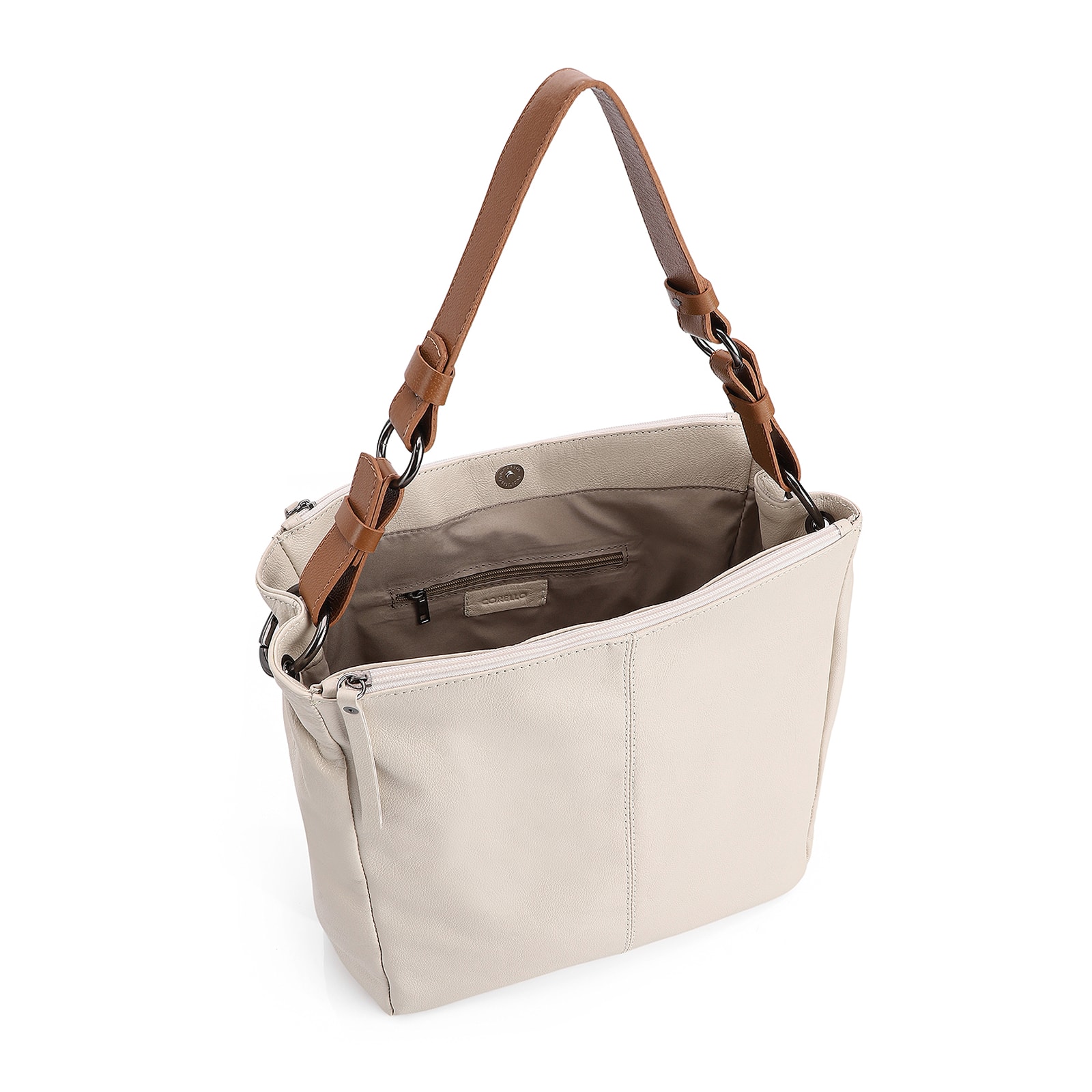 Bolsa Bucket Brande Couro Off White