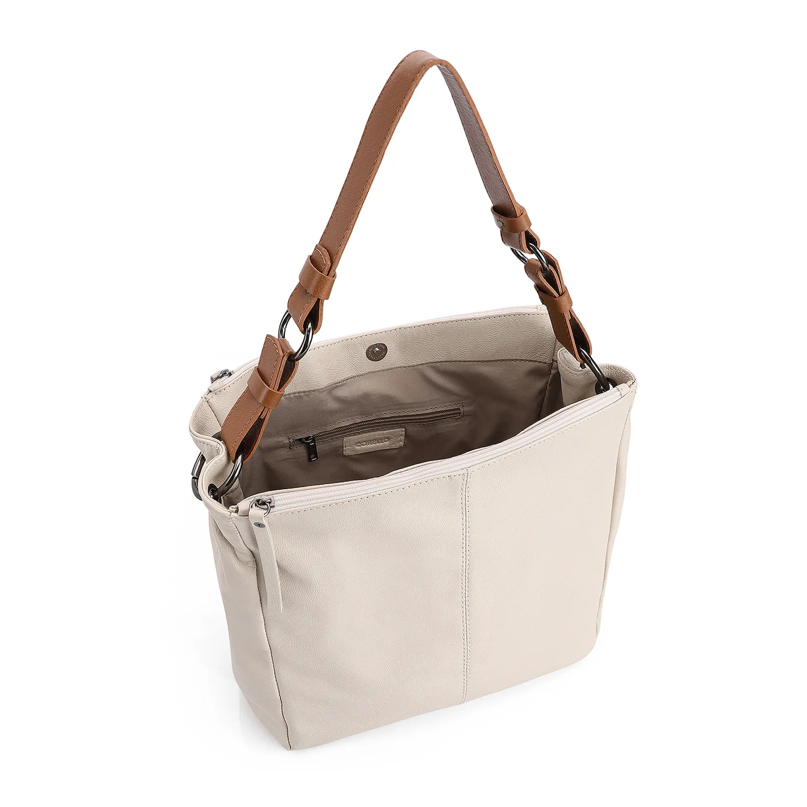 Bolsa Bucket Brande Couro Off White