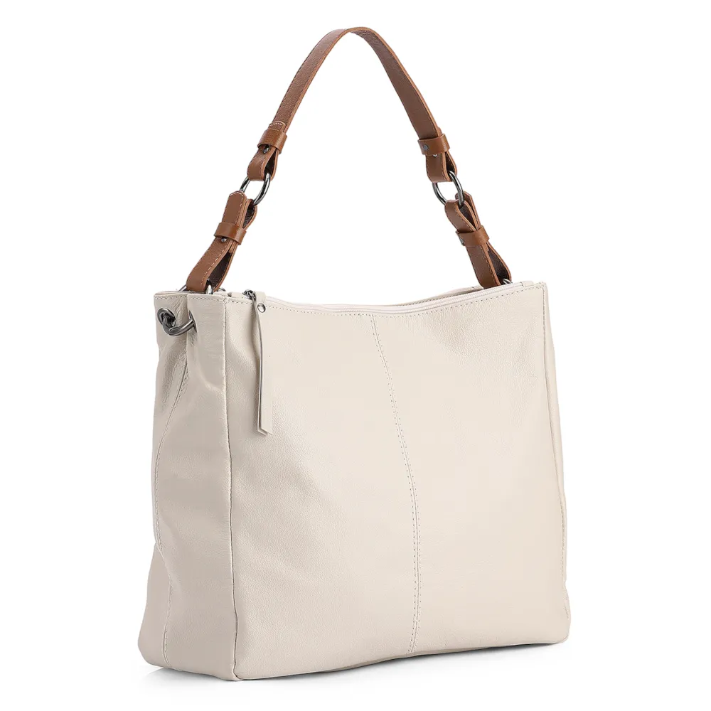 Bolsa Bucket Brande Couro Off White - imagem 2