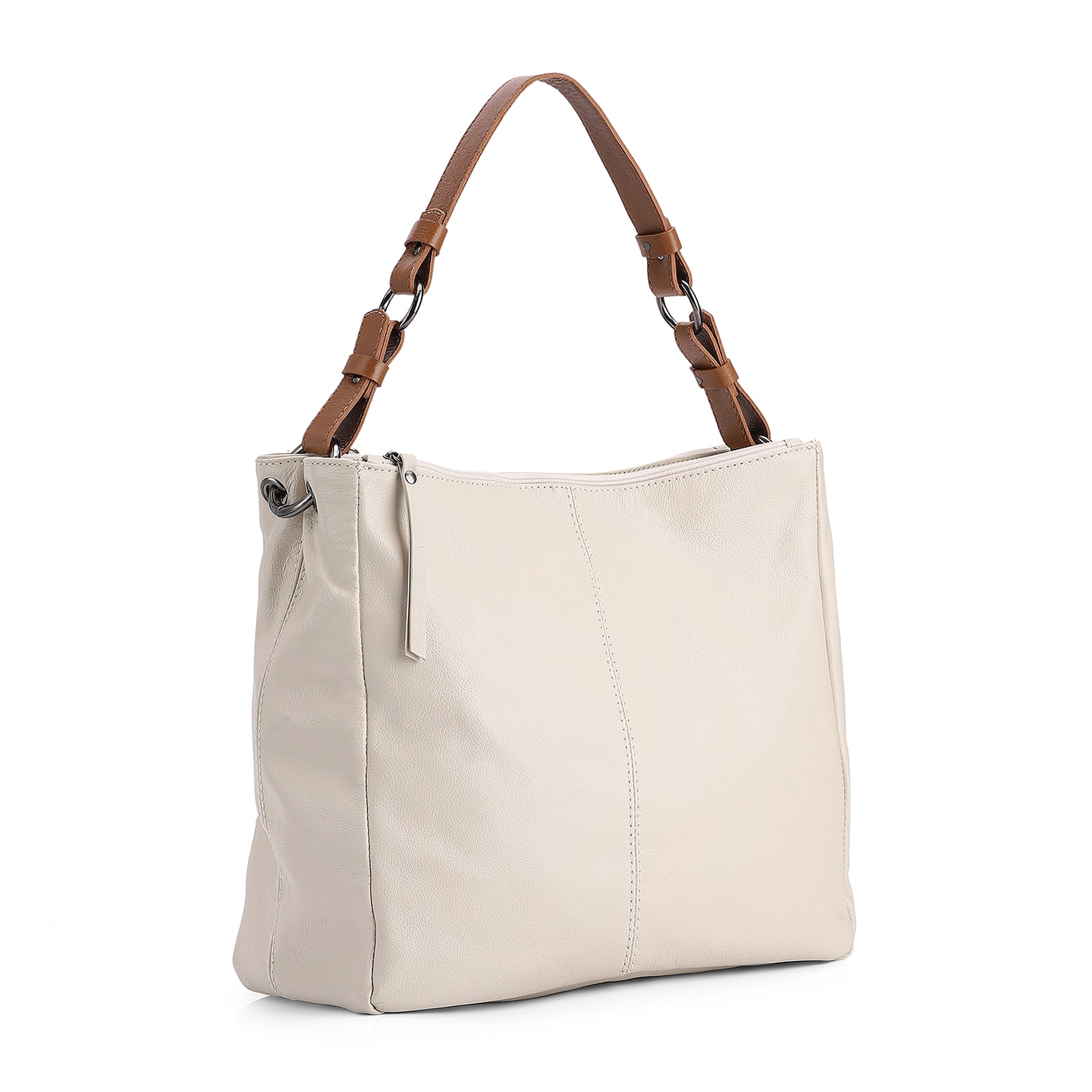 Bolsa Bucket Brande Couro Off White