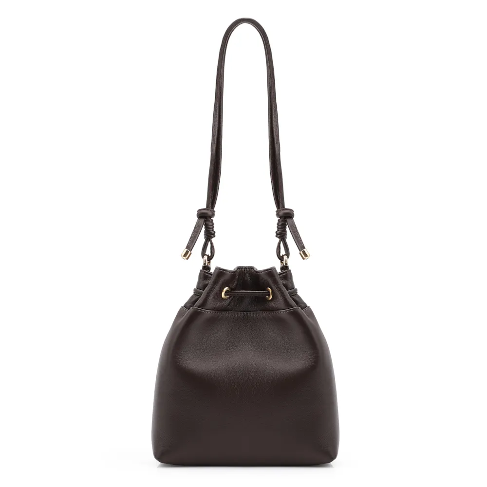Bolsa Bucket Couro Marrom Escuro - imagem 3