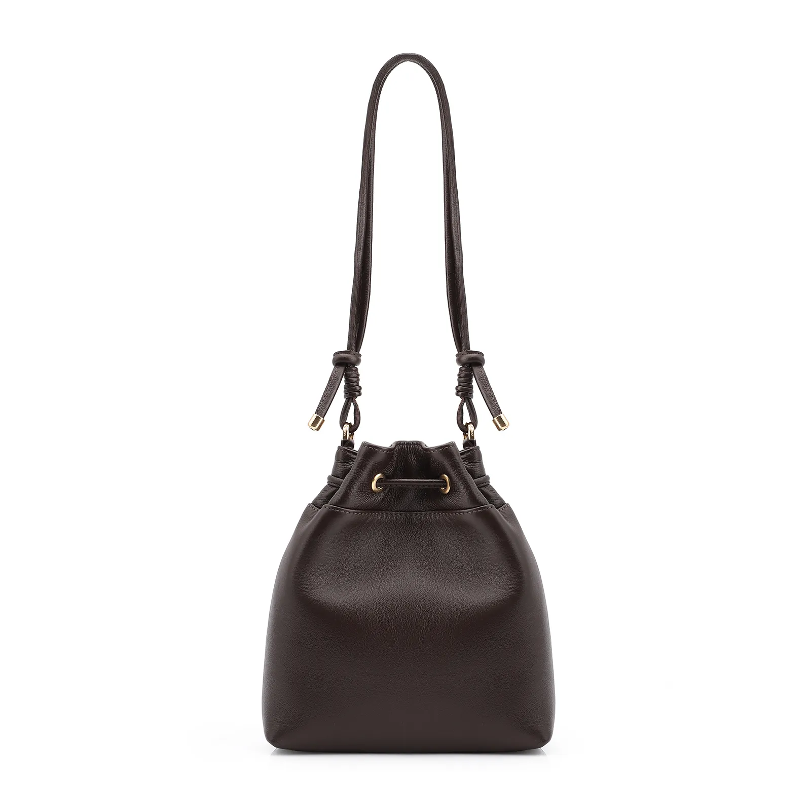 Bolsa Bucket Couro Marrom Escuro