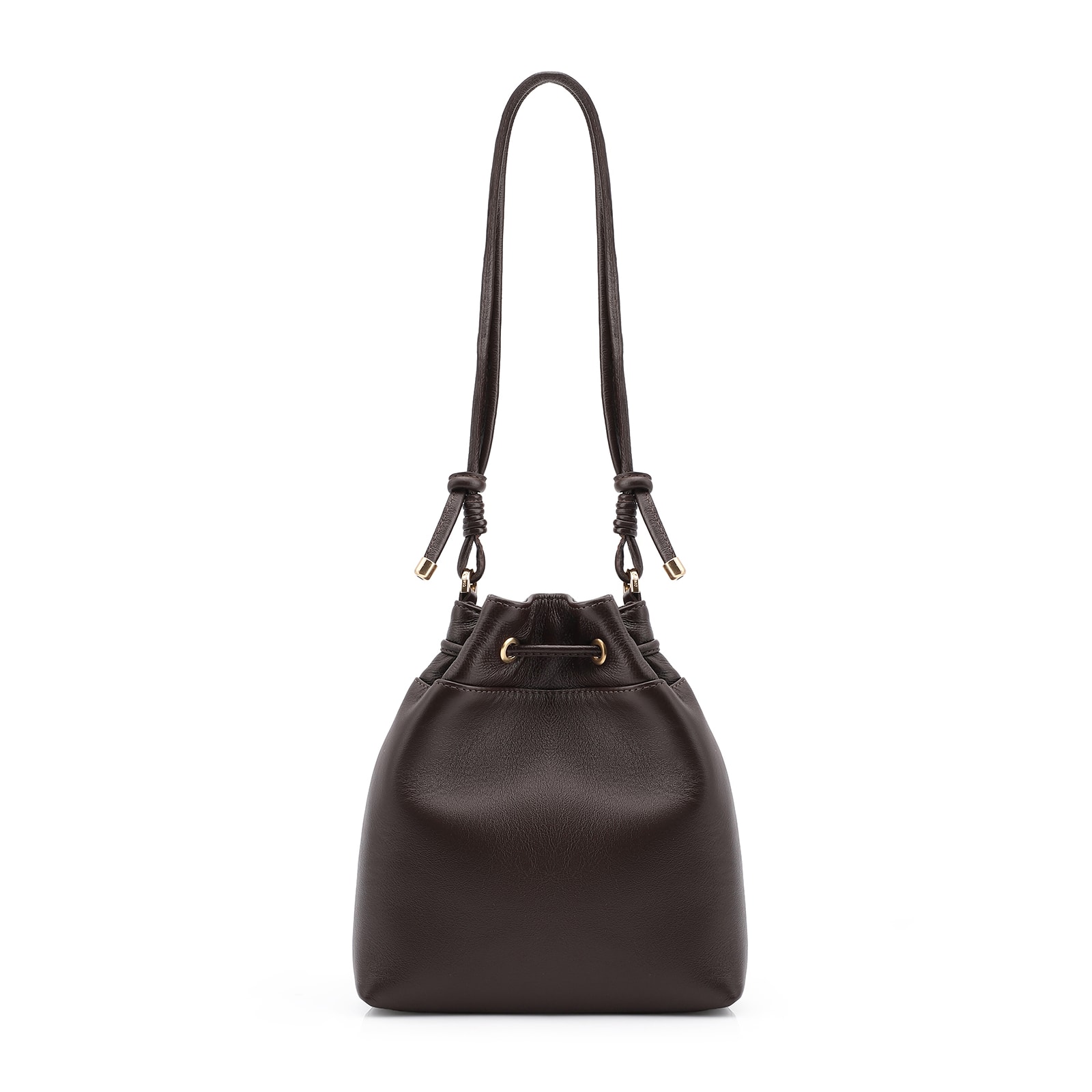 Bolsa Bucket Couro Marrom Escuro