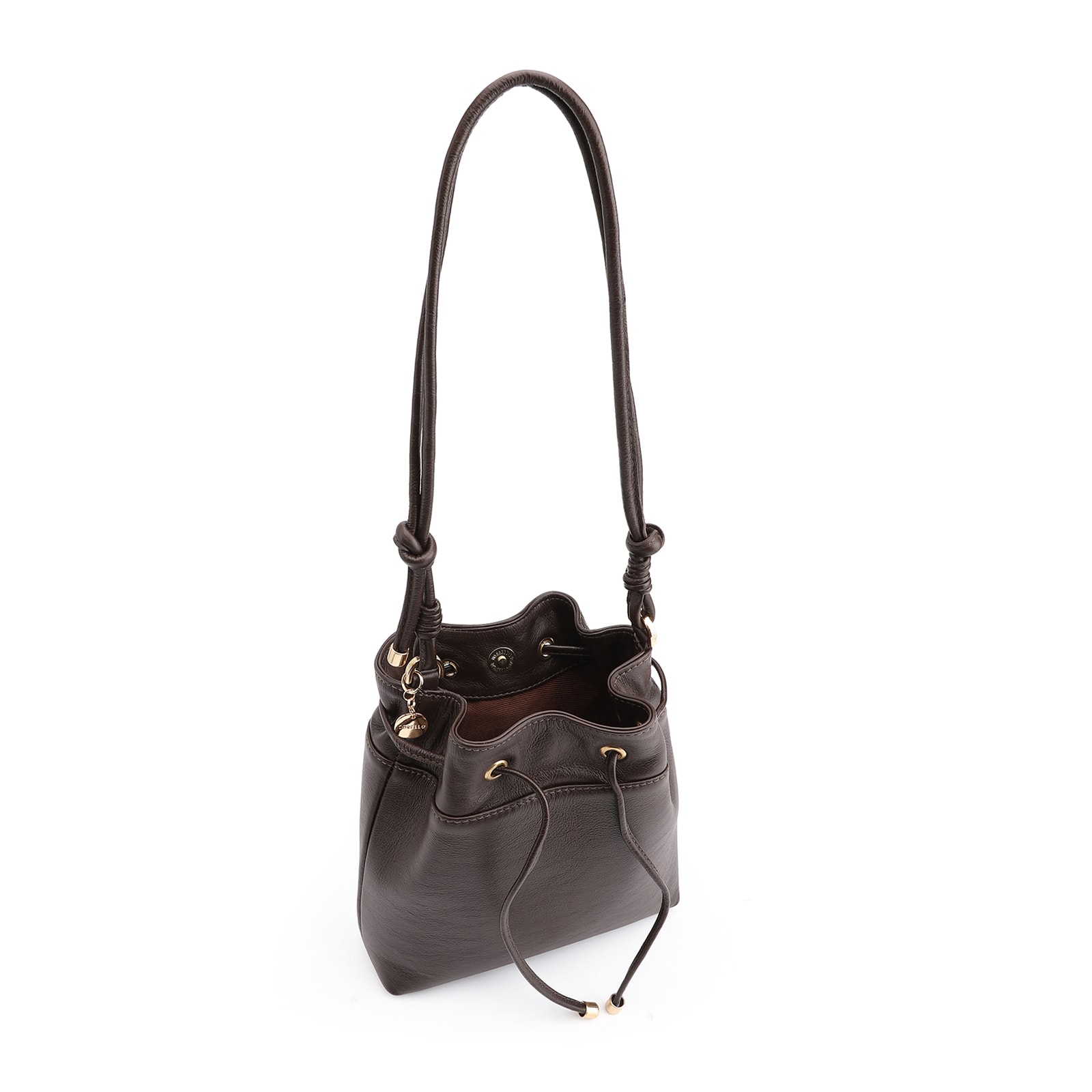 Bolsa Bucket Couro Marrom Escuro