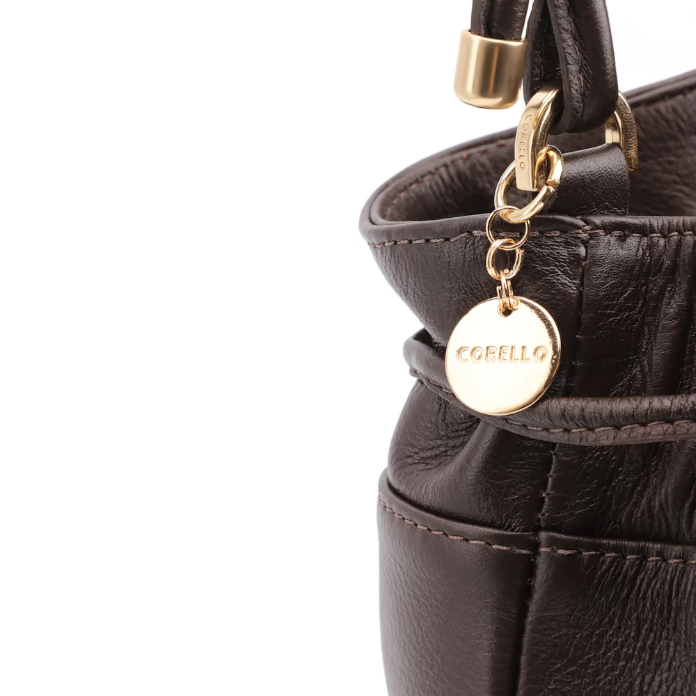 Bolsa Bucket Couro Marrom Escuro - imagem 7