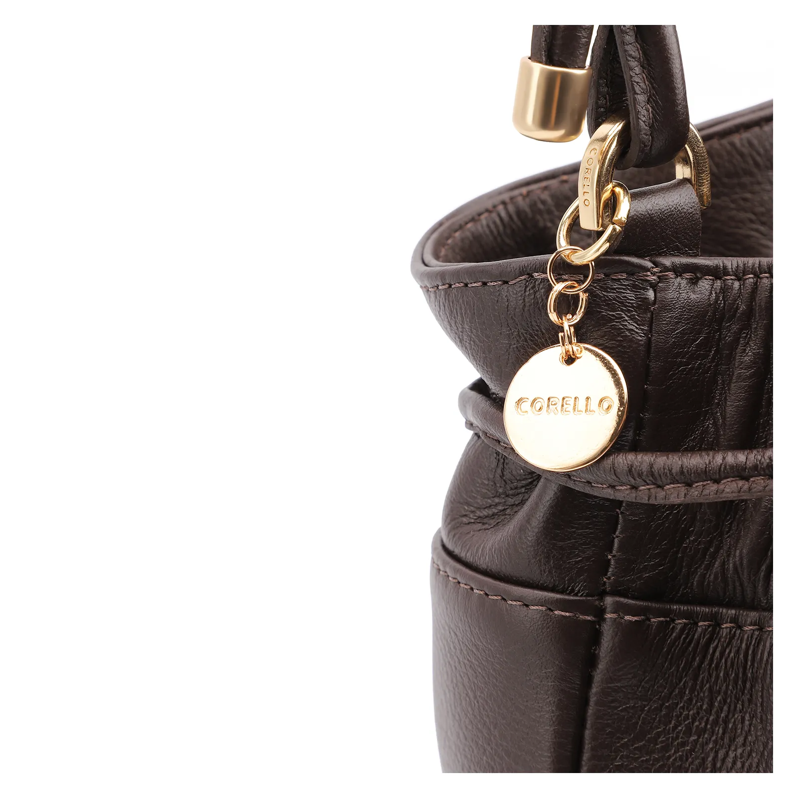 Bolsa Bucket Couro Marrom Escuro