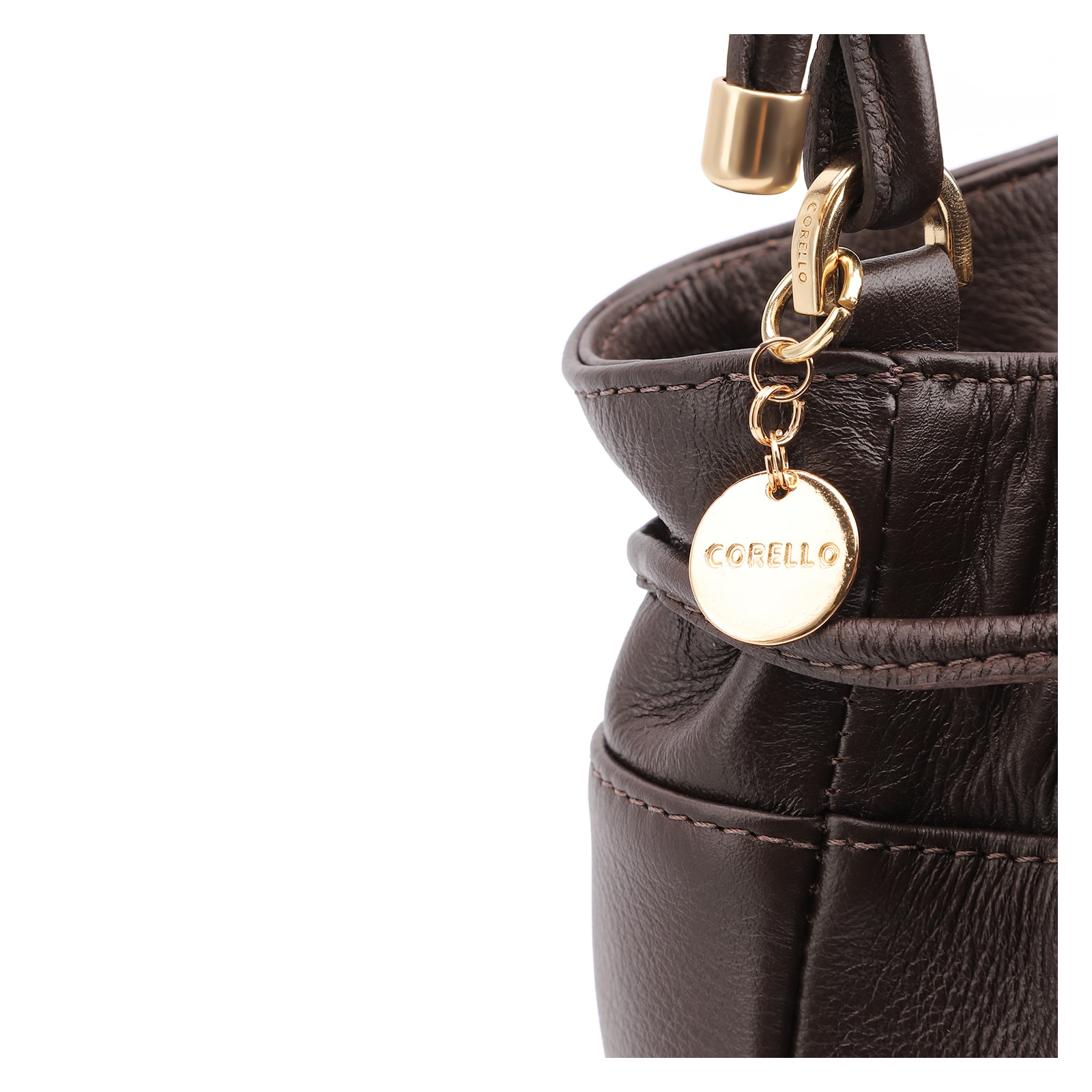 Bolsa Bucket Couro Marrom Escuro