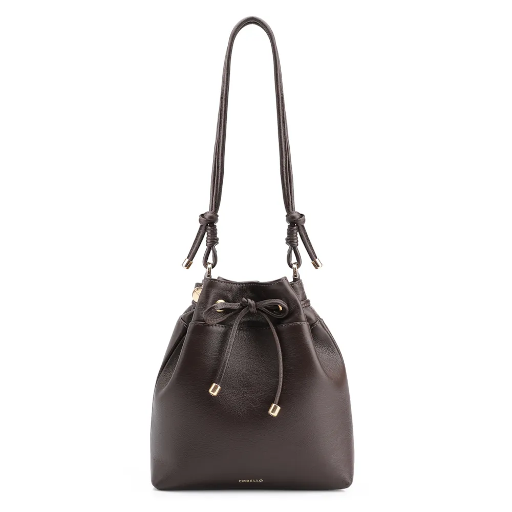 Bolsa Bucket Couro Marrom Escuro