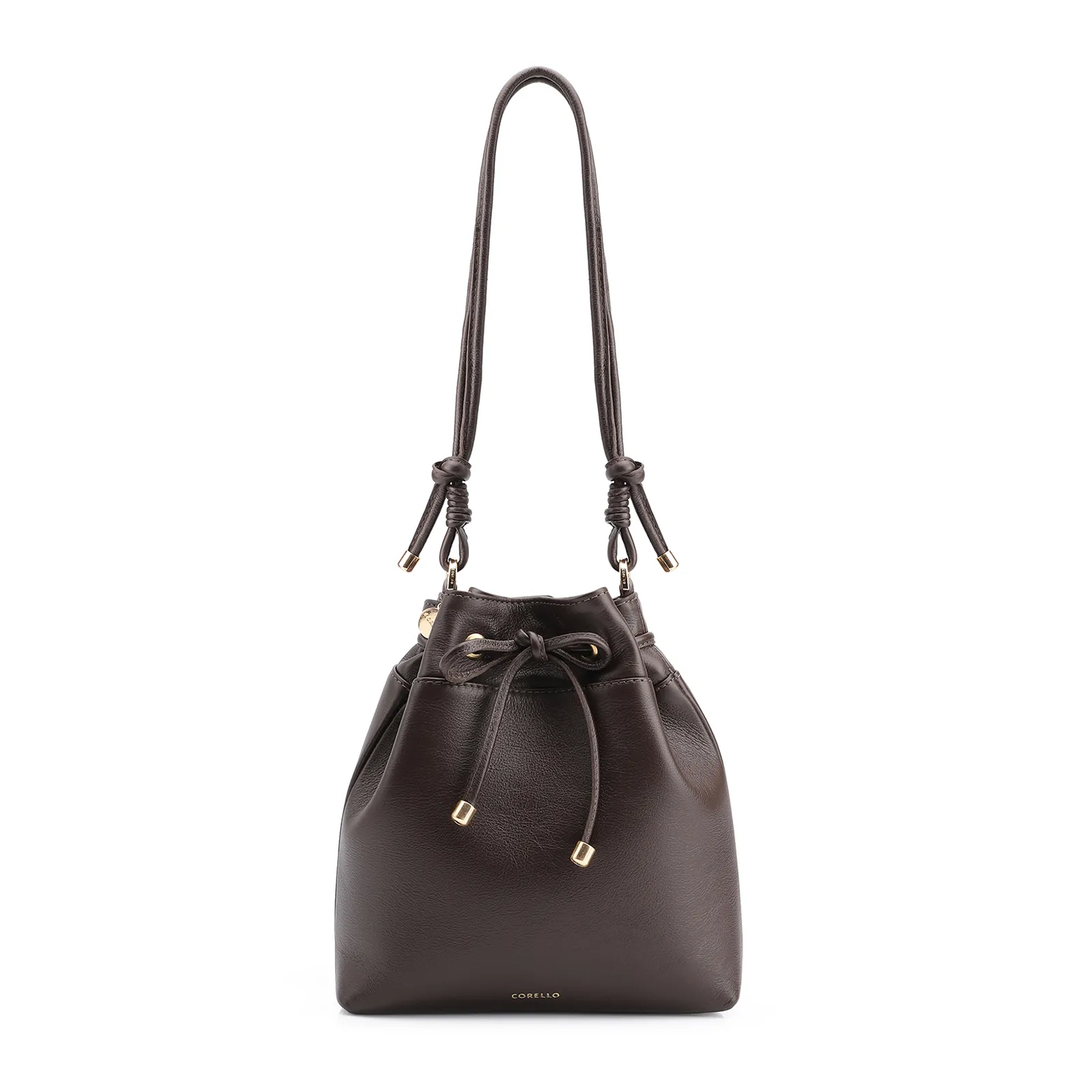 Bolsa Bucket Couro Marrom Escuro