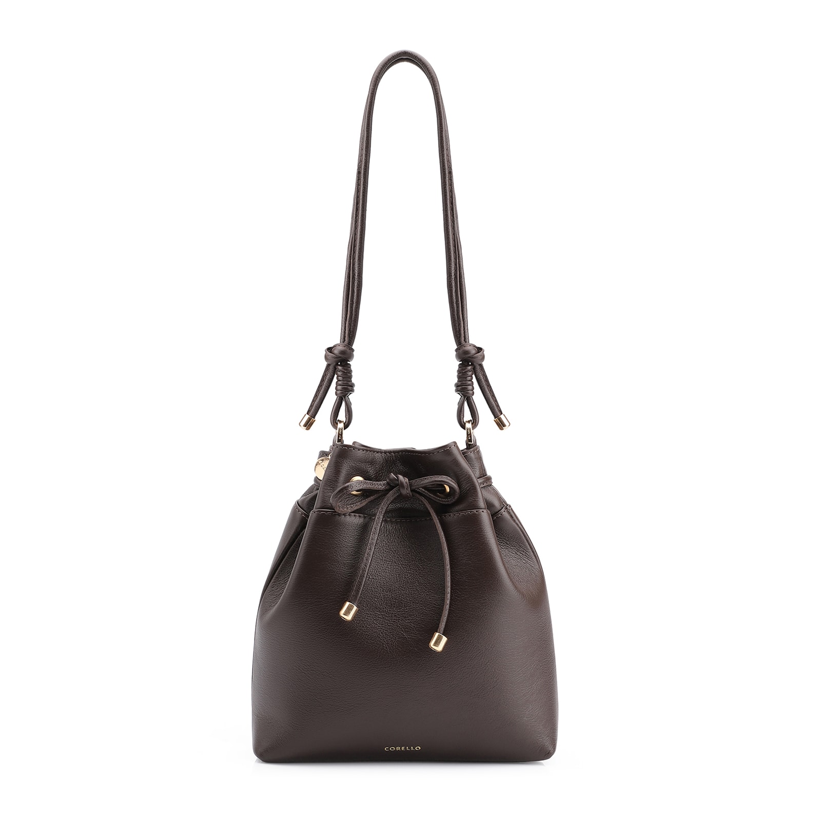 Bolsa Bucket Couro Marrom Escuro