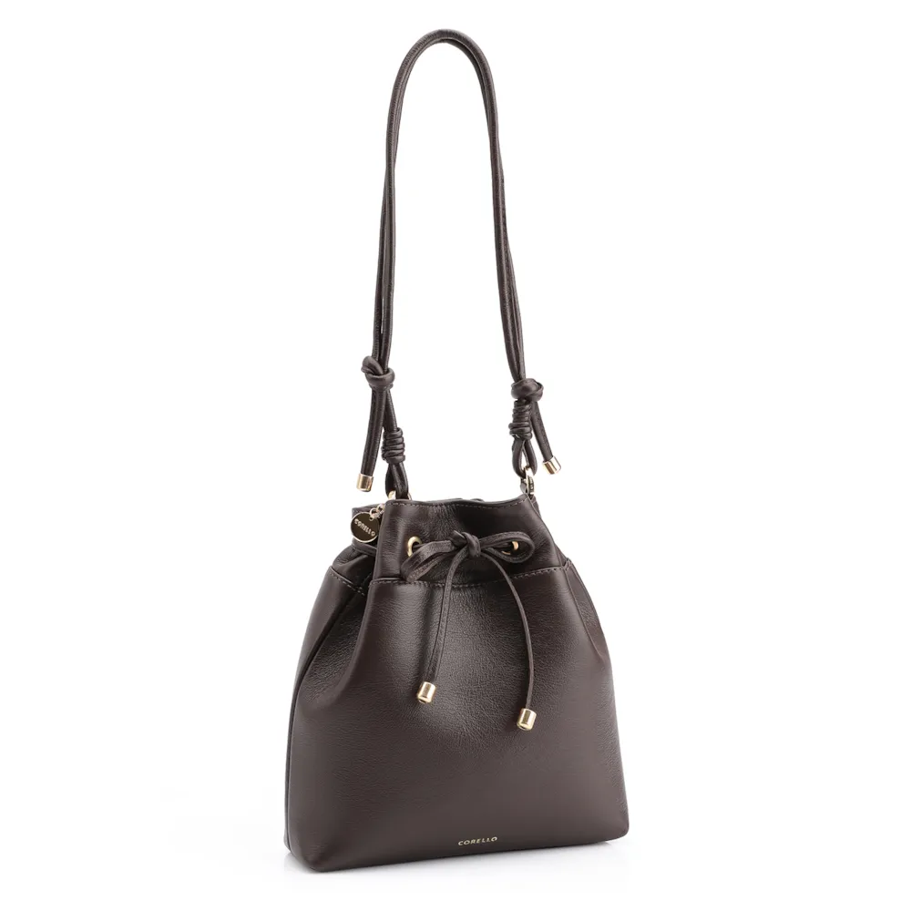 Bolsa Bucket Couro Marrom Escuro - imagem 2