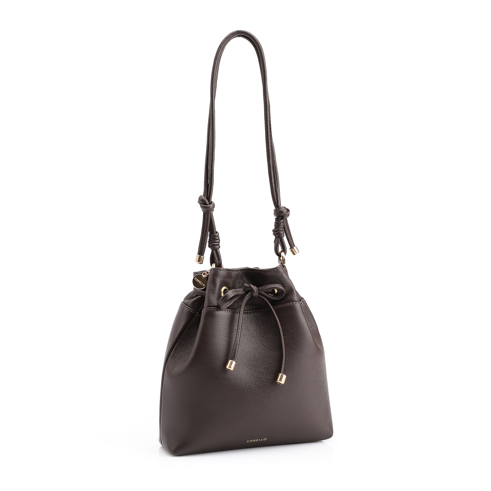 Bolsa Bucket Couro Marrom Escuro