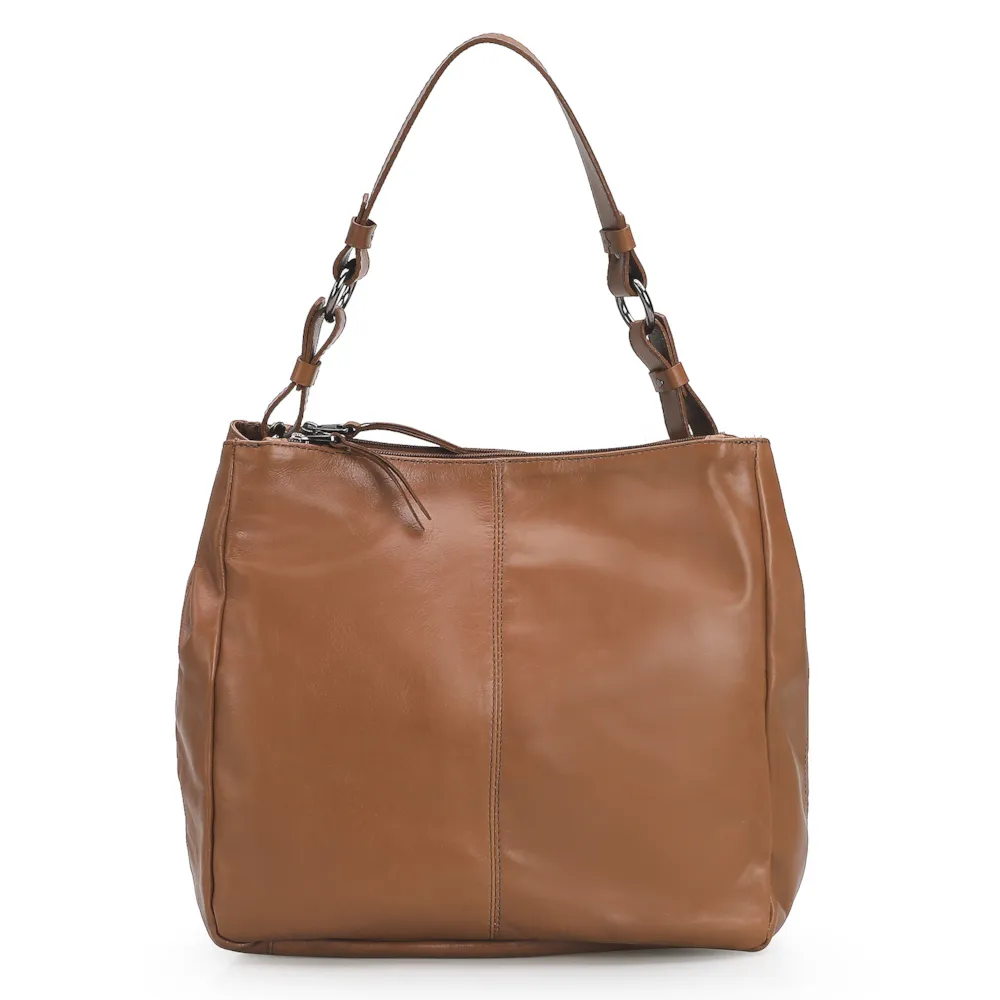 Bolsa Bucket Grande Couro Marrom Claro