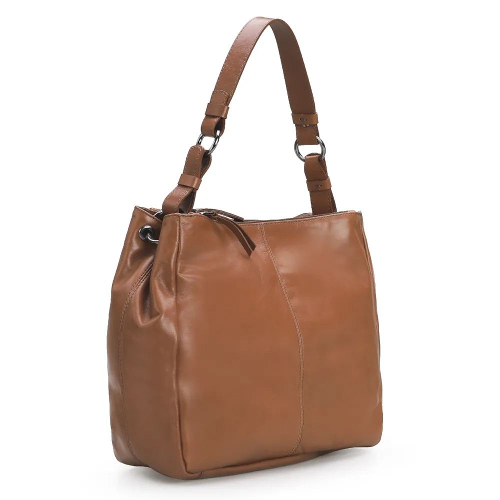 Bolsa Bucket Grande Couro Marrom Claro - imagem 2