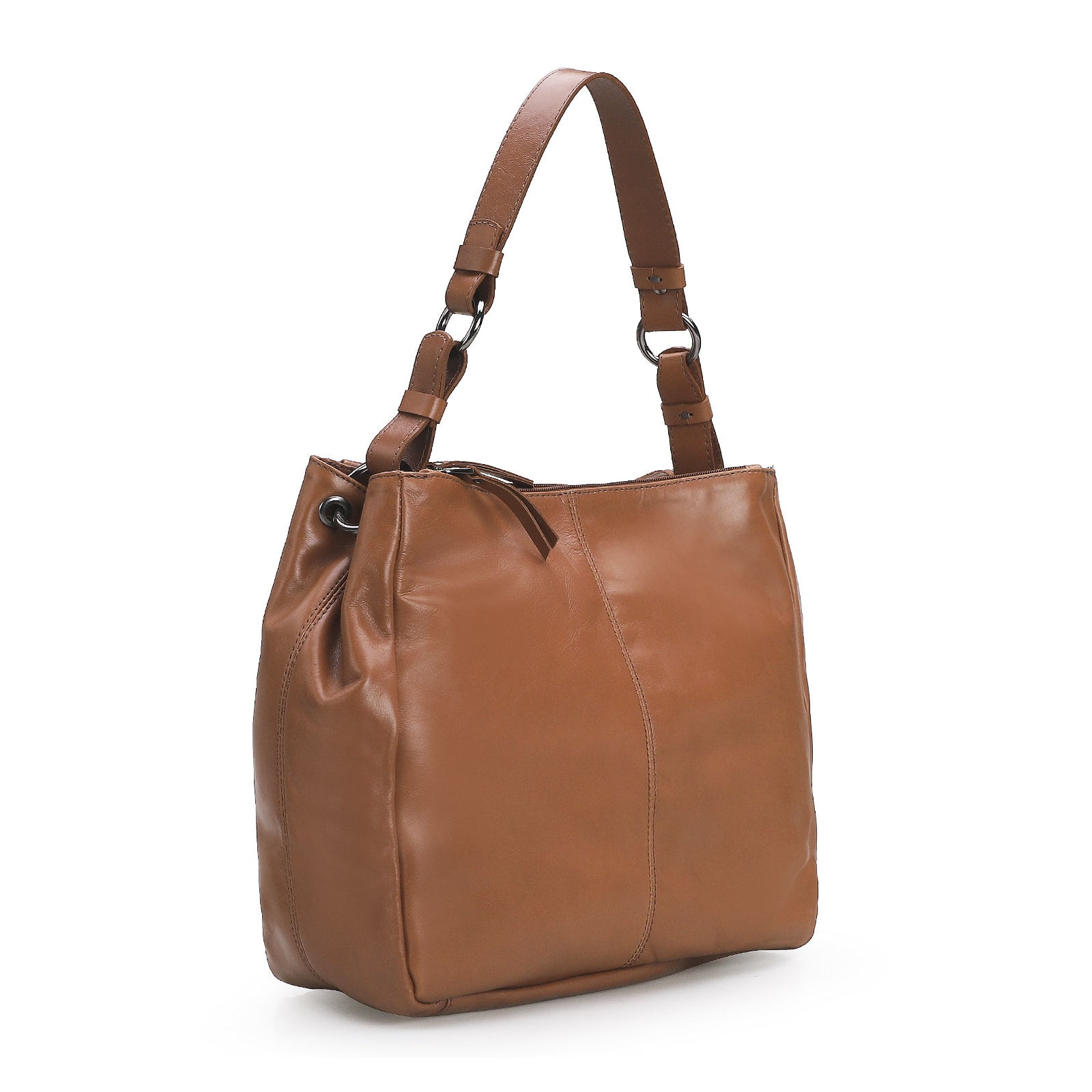 Bolsa Bucket Grande Couro Marrom Claro