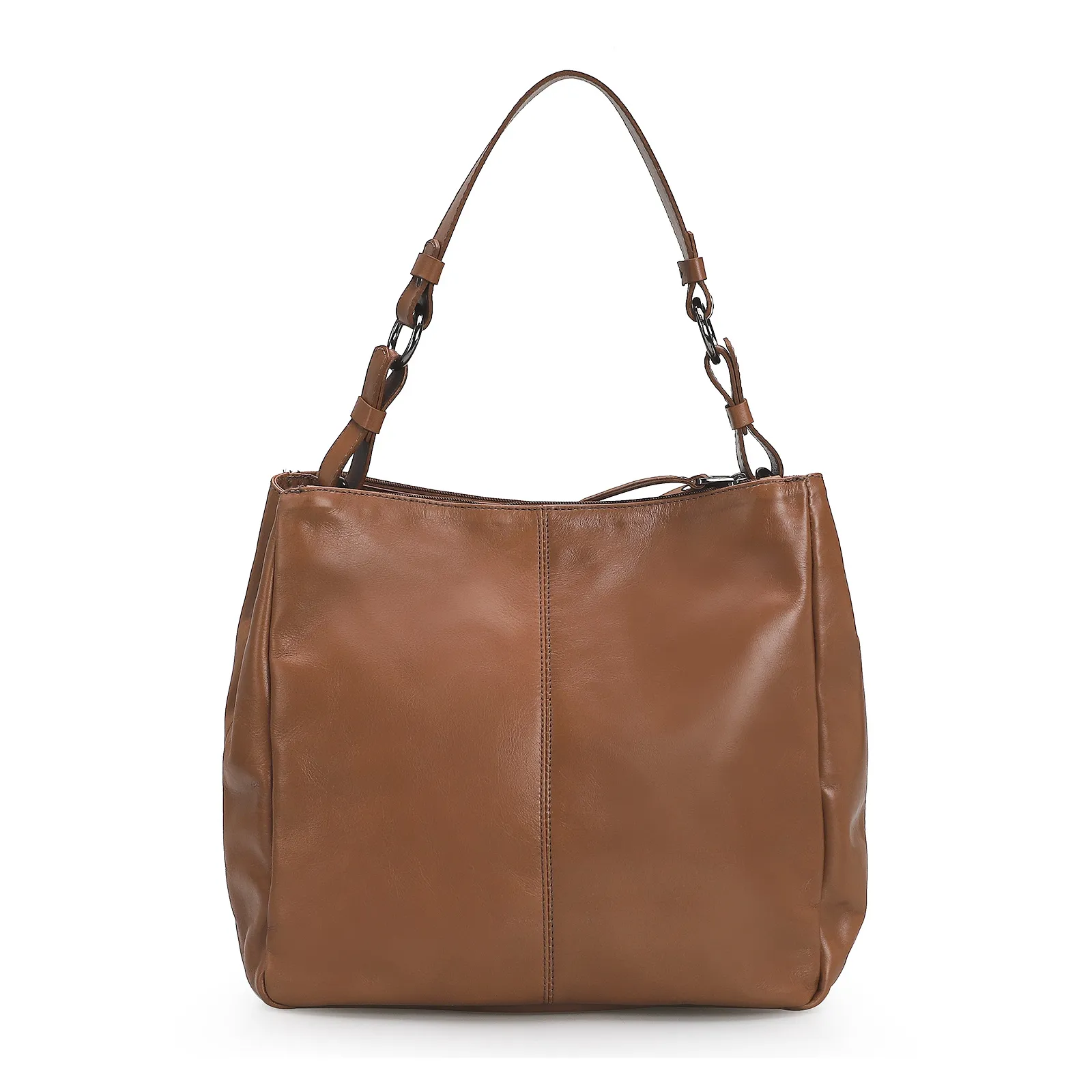 Bolsa Bucket Grande Couro Marrom Claro