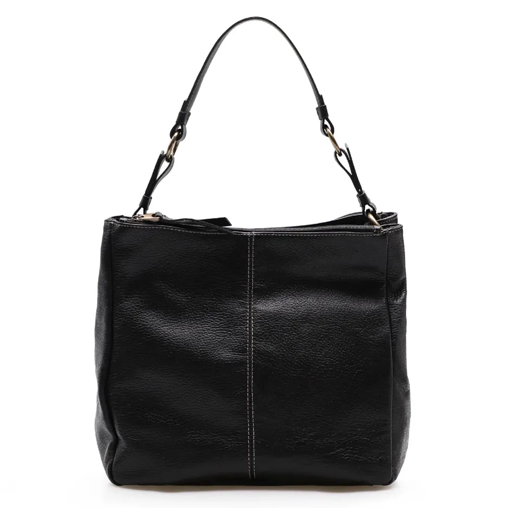 Bolsa Bucket Grande Couro Preto