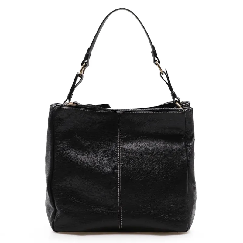 Bolsa Bucket Grande Couro Preto