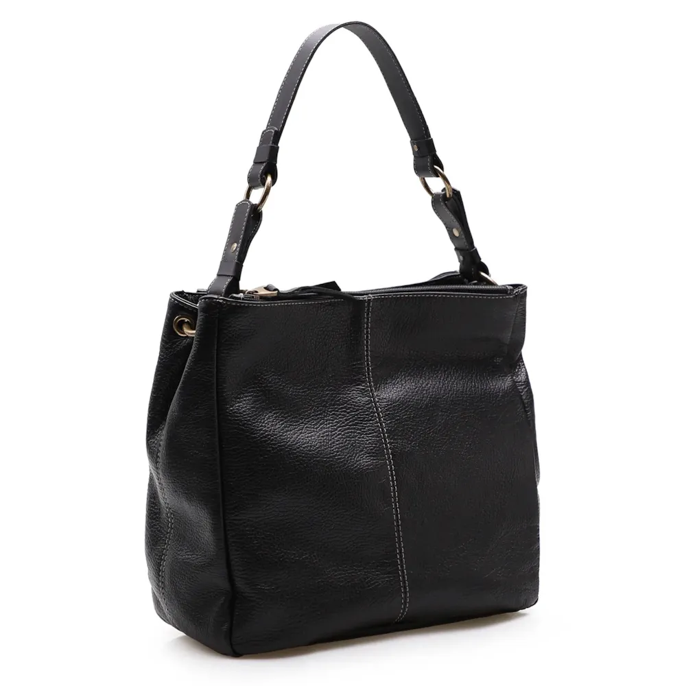 Bolsa Bucket Grande Couro Preto - imagem 3