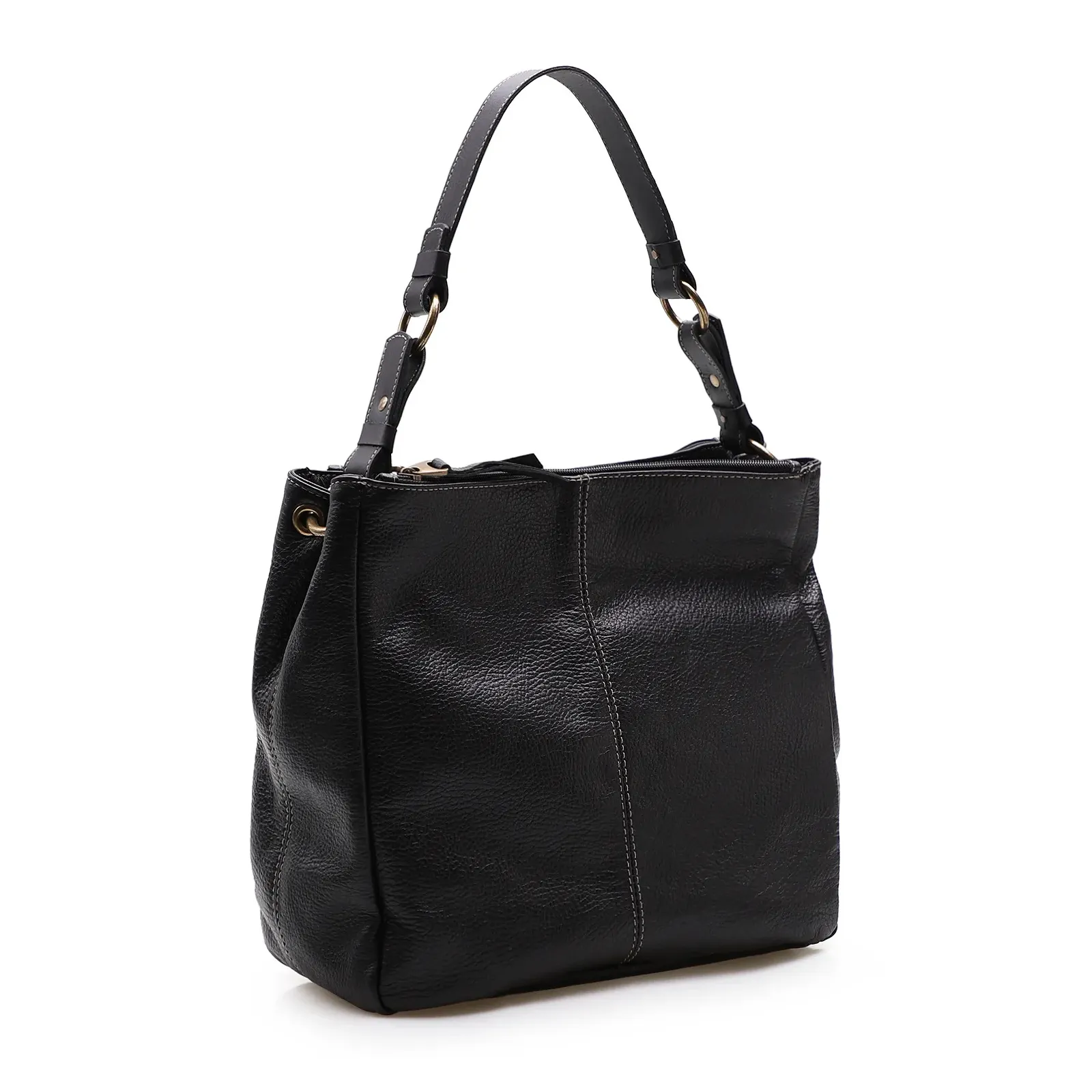 Bolsa Bucket Grande Couro Preto