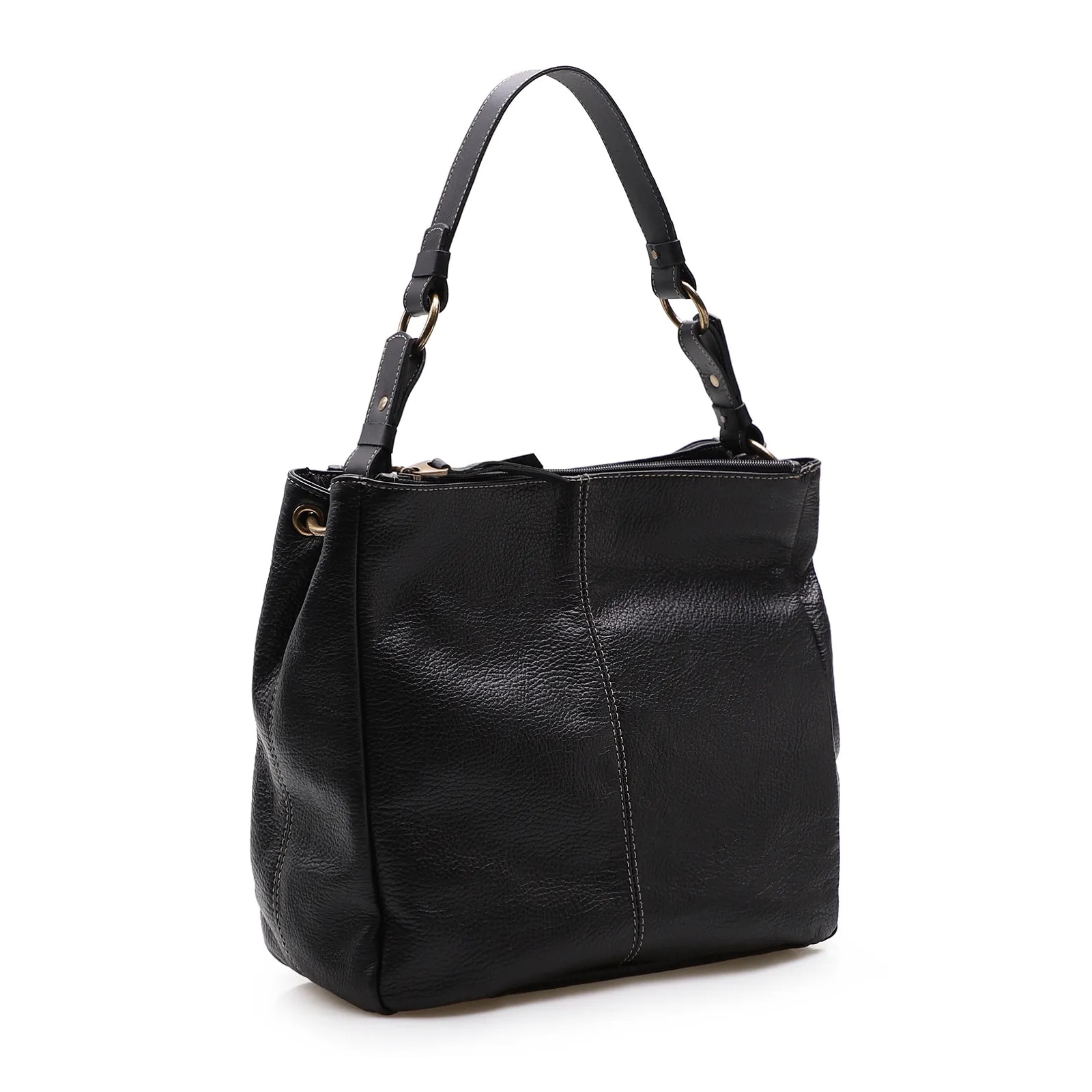 Bolsa Bucket Grande Couro Preto