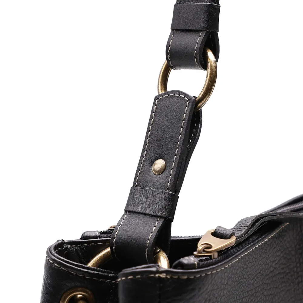 Bolsa Bucket Grande Couro Preto - imagem 6