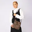 Bolsa Bucket Jacquard Paisley  /Couro Marrom Escuro - imagem 2