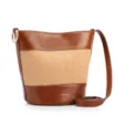 Bolsa Bucket Média Marrom Claro Couro Acabamento Ráfia - imagem 2