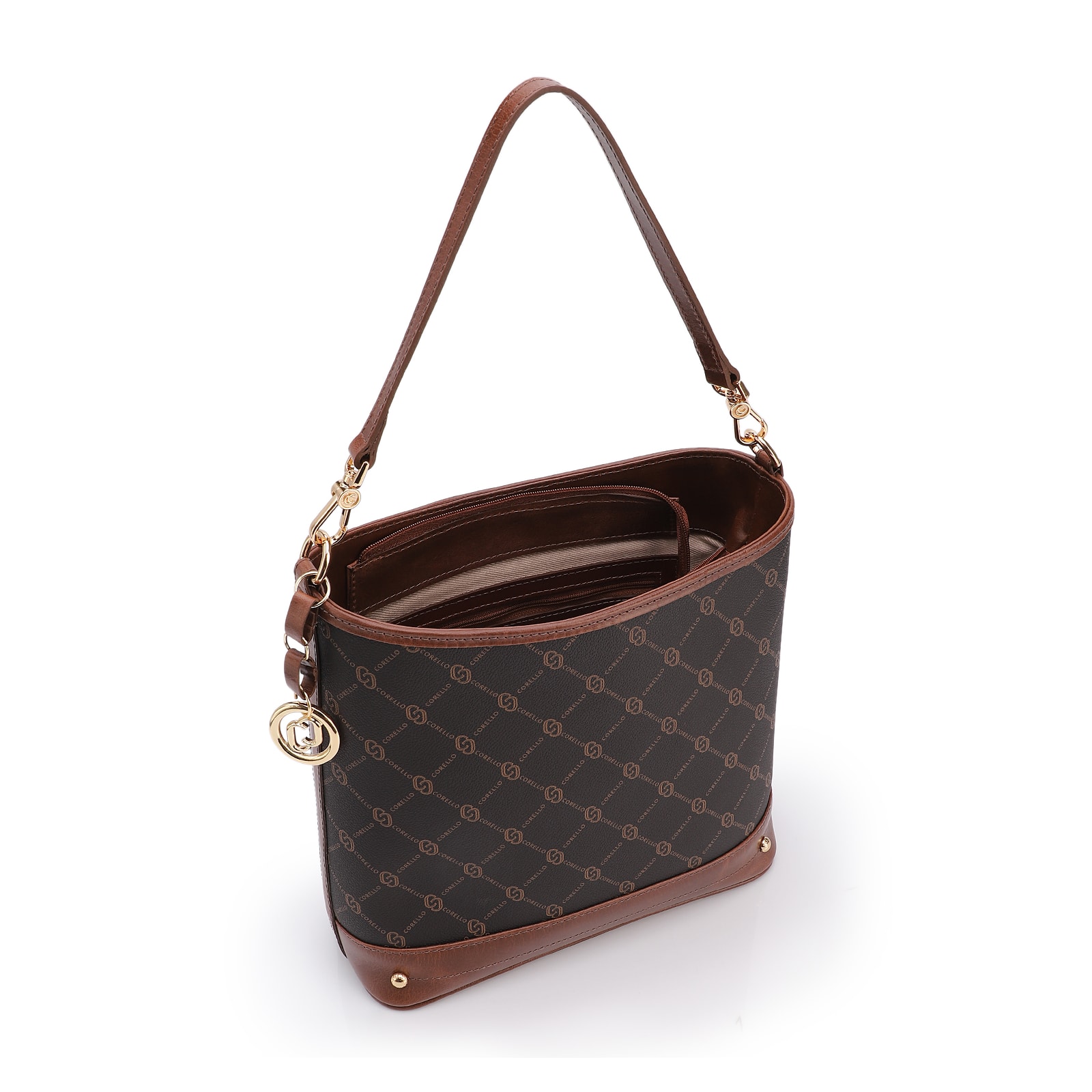 Bolsa Bucket Monograma Alt / Alça Couro Marrom