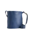 Bolsa Bucket Pequena Couro Antique Azul Alça Fivela - imagem 2
