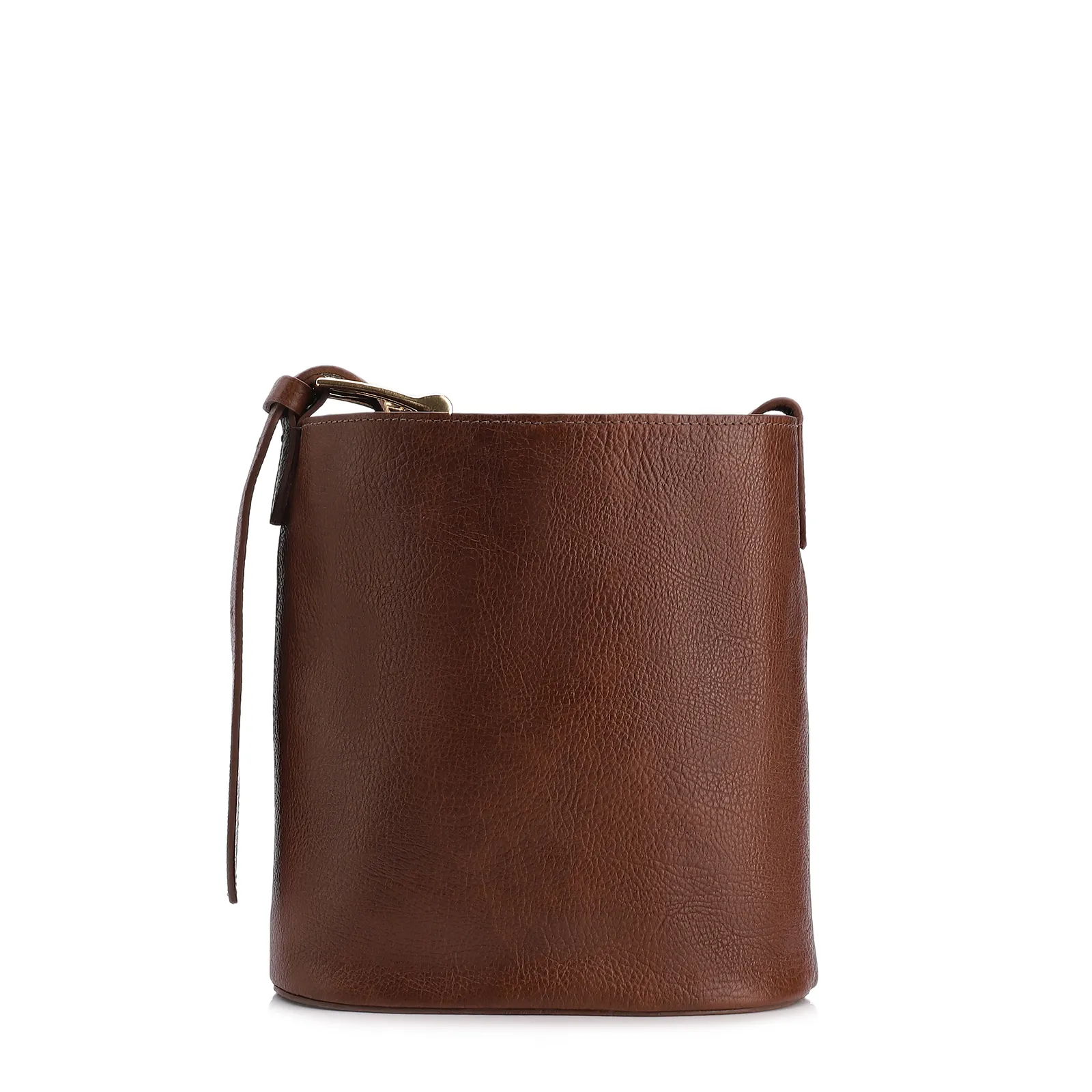 Bolsa Bucket Pequena Couro Antique Marrom Alça Fivela
