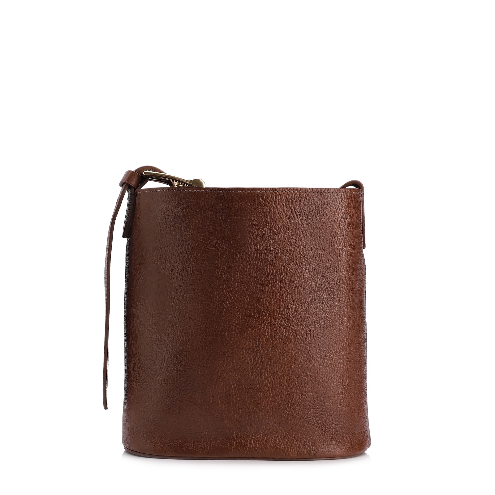 Bolsa Bucket Pequena Couro Antique Marrom Alça Fivela