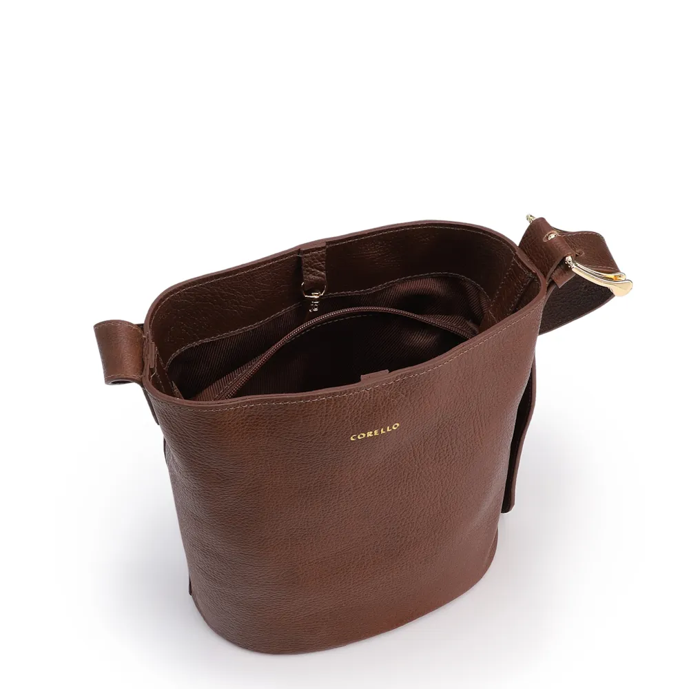 Bolsa Bucket Pequena Couro Antique Marrom Alça Fivela - imagem 4