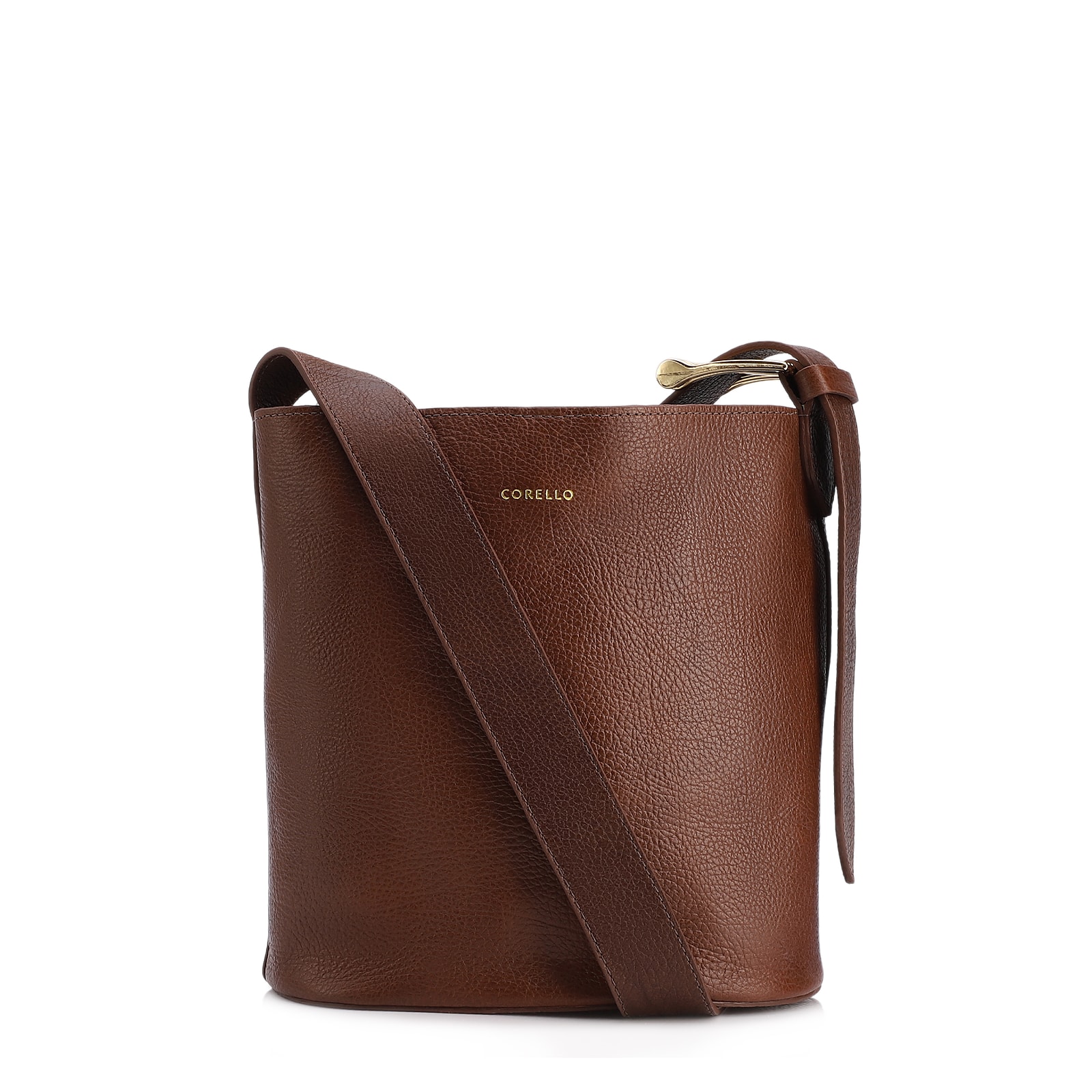 Bolsa Bucket Pequena Couro Antique Marrom Alça Fivela