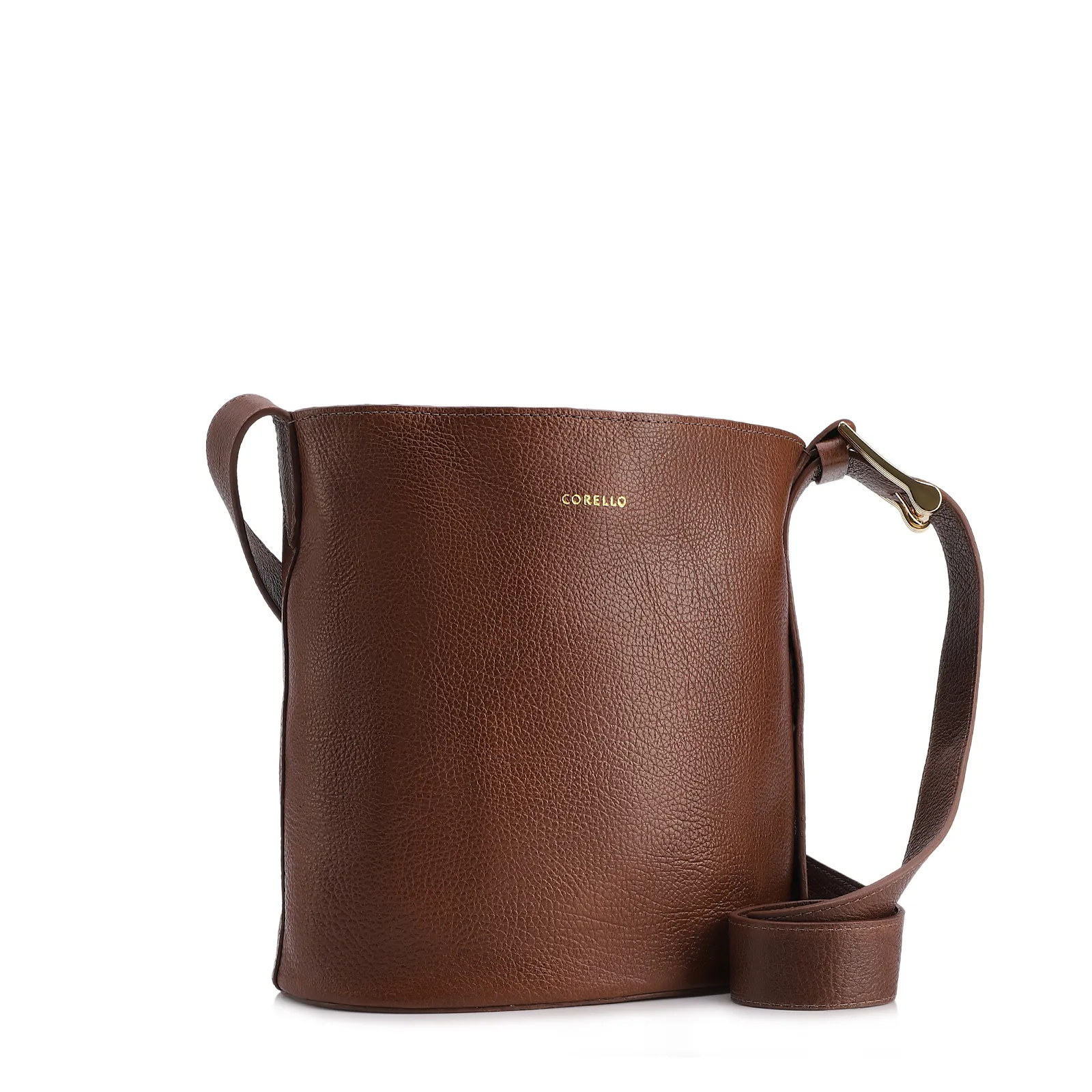 Bolsa Bucket Pequena Couro Antique Marrom Alça Fivela