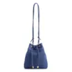 Bolsa Bucket Pequena Couro Nobuck Floater Azul Perfuro - imagem 1