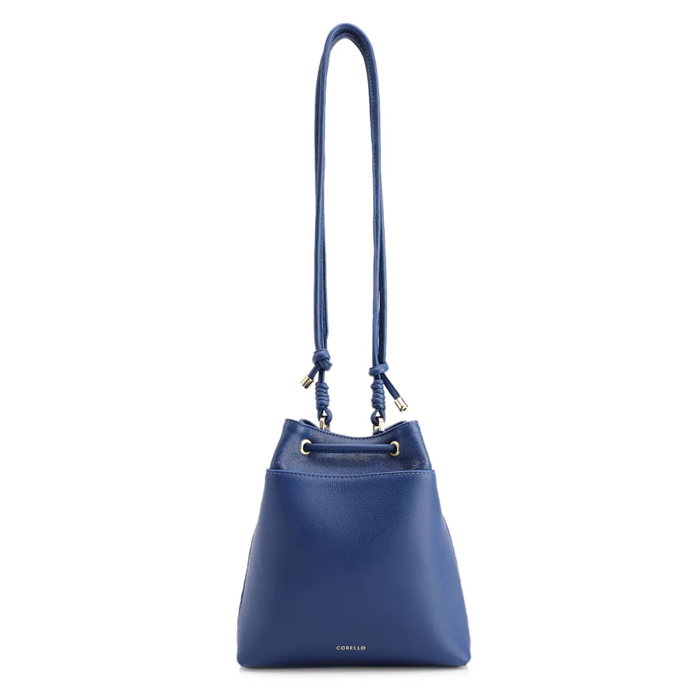 Bolsa Bucket Pequena Couro Nobuck Floater Azul Perfuro - imagem 3