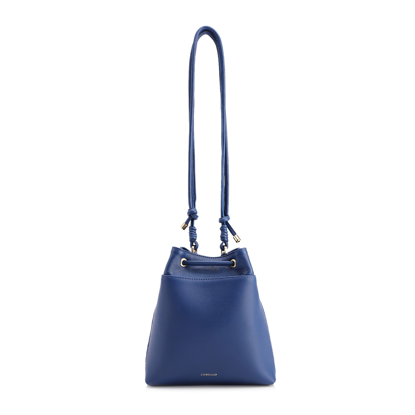 Bolsa Bucket Pequena Couro Nobuck Floater Azul Perfuro