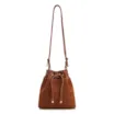 Bolsa Bucket Pequena Couro Nobuck Floater Marrom Claro Perfuro - imagem 1
