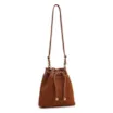 Bolsa Bucket Pequena Couro Nobuck Floater Marrom Claro Perfuro - imagem 2
