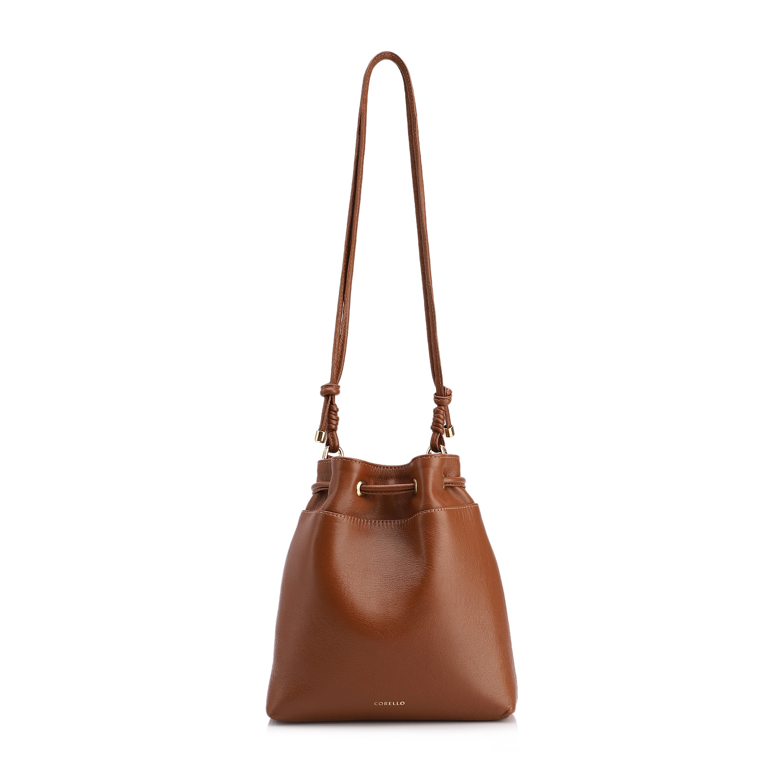 Bolsa Bucket Pequena Couro Nobuck Floater Marrom Claro Perfuro