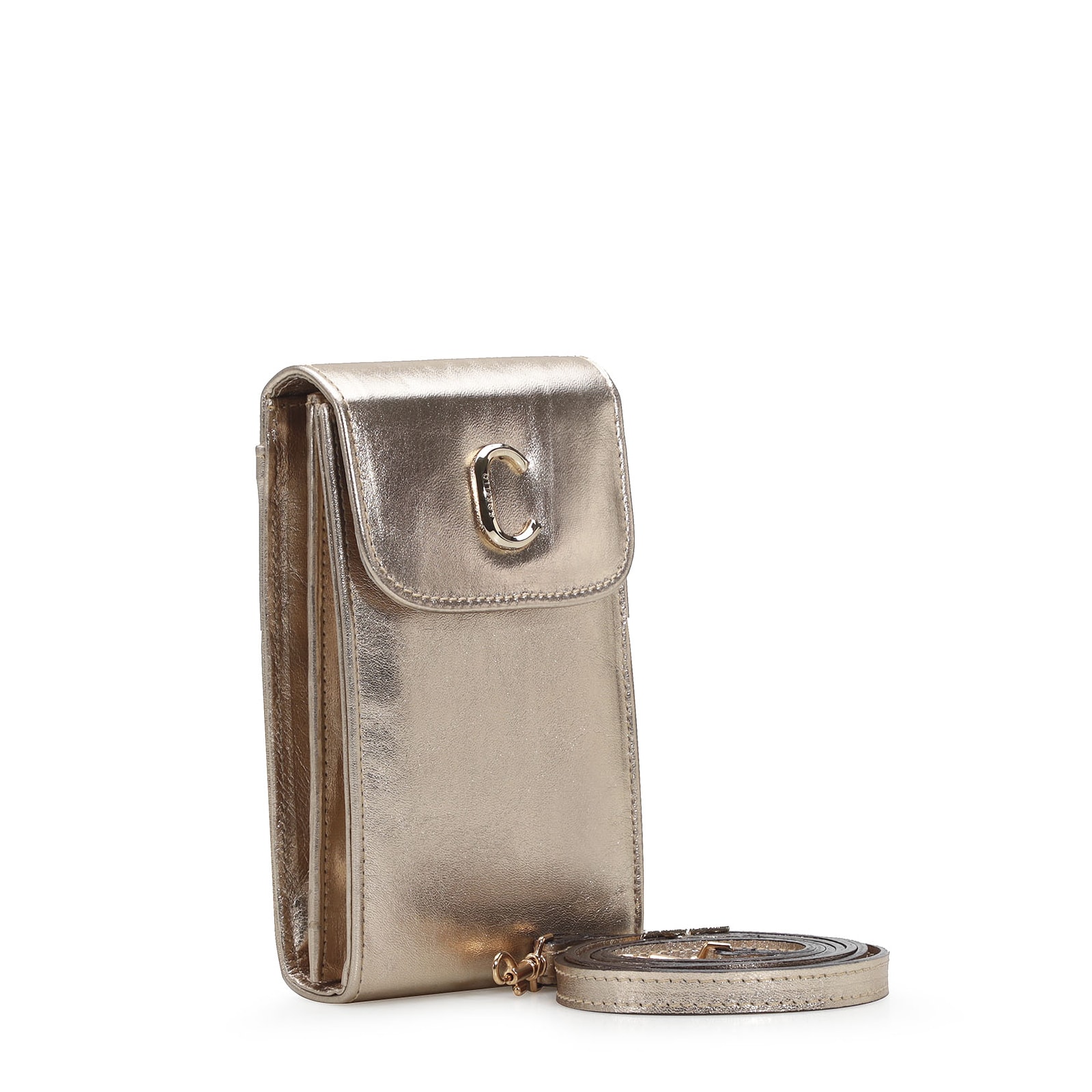 Bolsa Couro Dourado