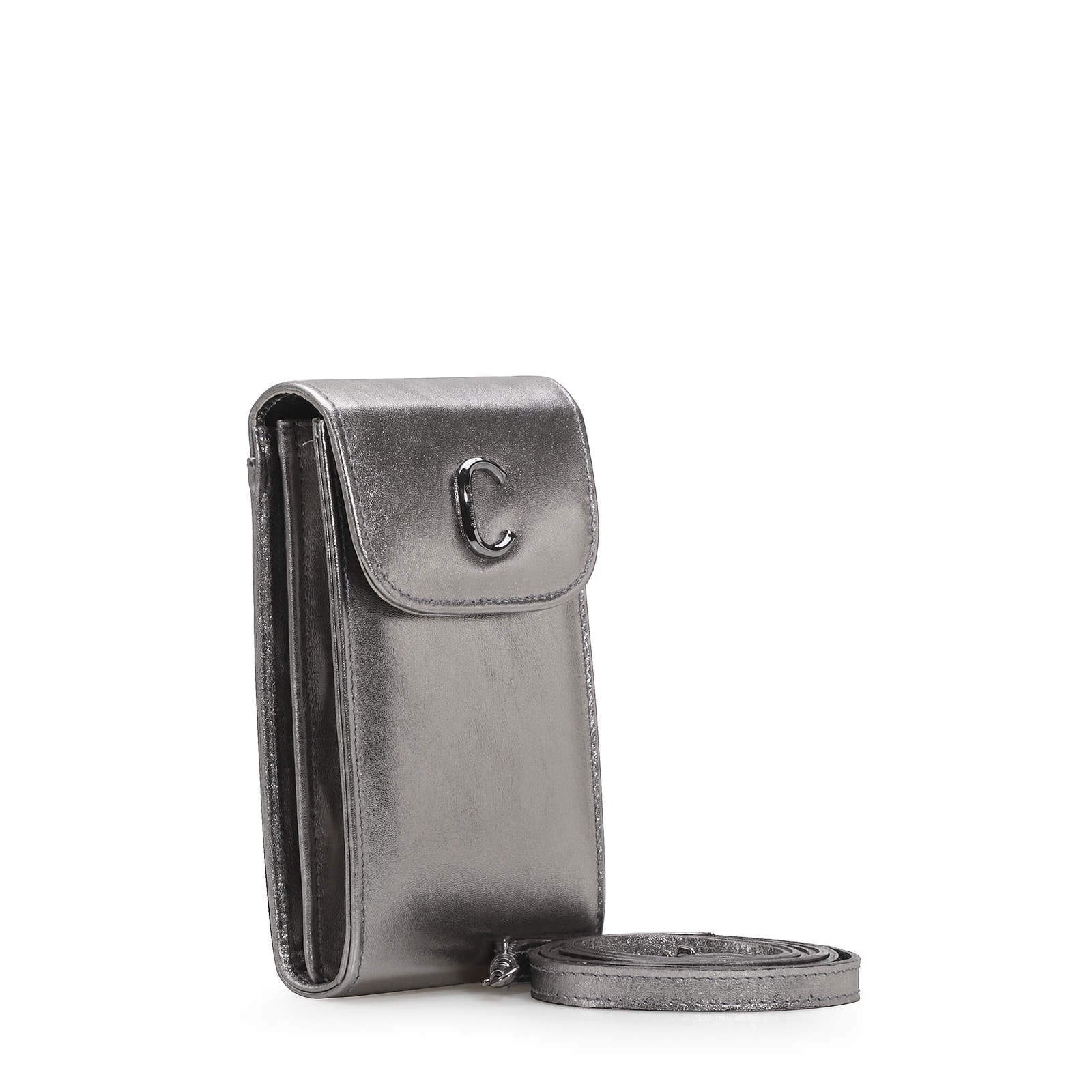 Bolsa Couro Prata