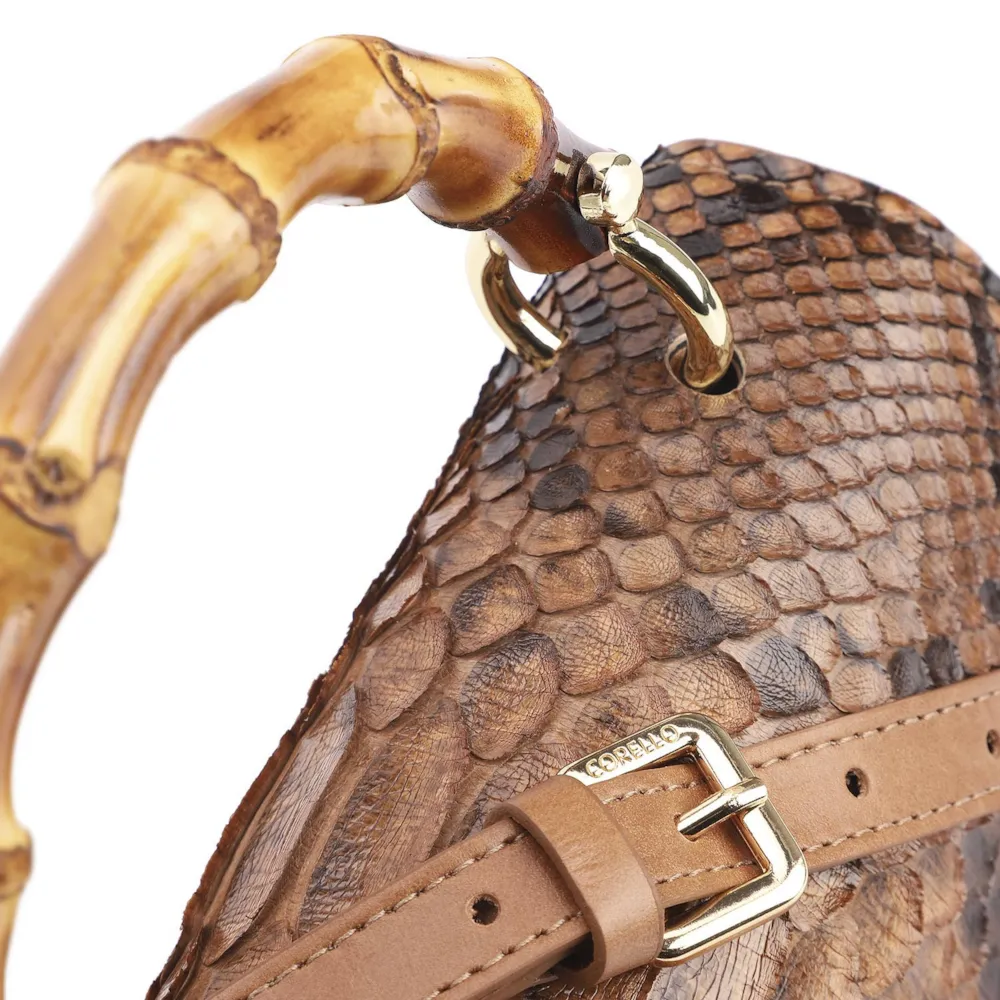 Bolsa De Mão Bambu Couro Marrom - imagem 6