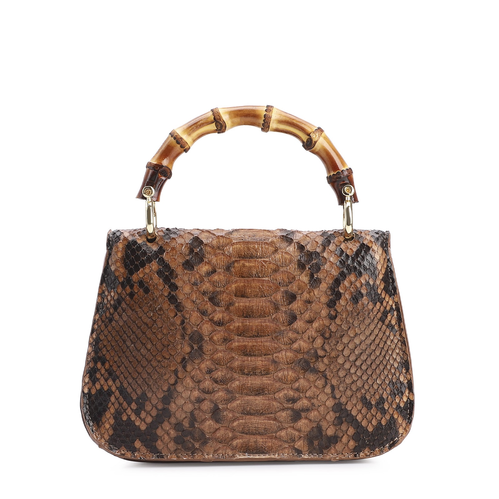 Bolsa De Mão Bambu Couro Marrom