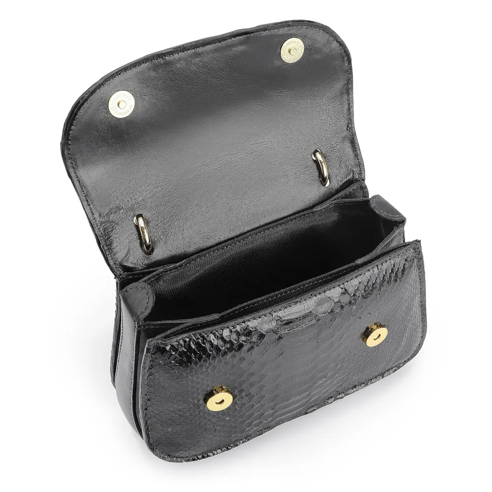 Bolsa De Mão Bambu Couro Preto - imagem 4