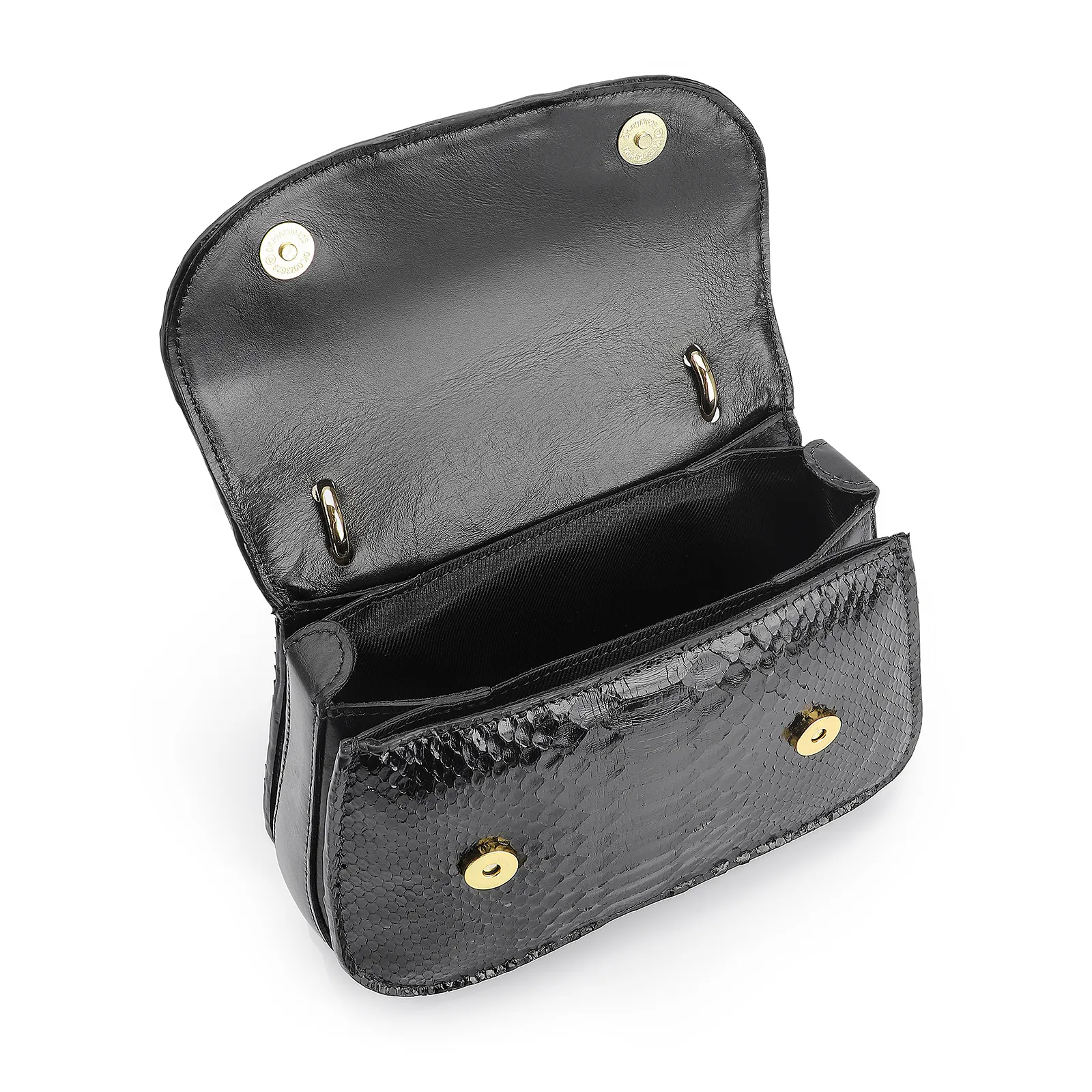 Bolsa De Mão Bambu Couro Preto