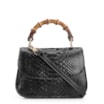 Bolsa De Mão Bambu Couro Preto - imagem 1