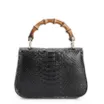 Bolsa De Mão Bambu Couro Preto - imagem 3