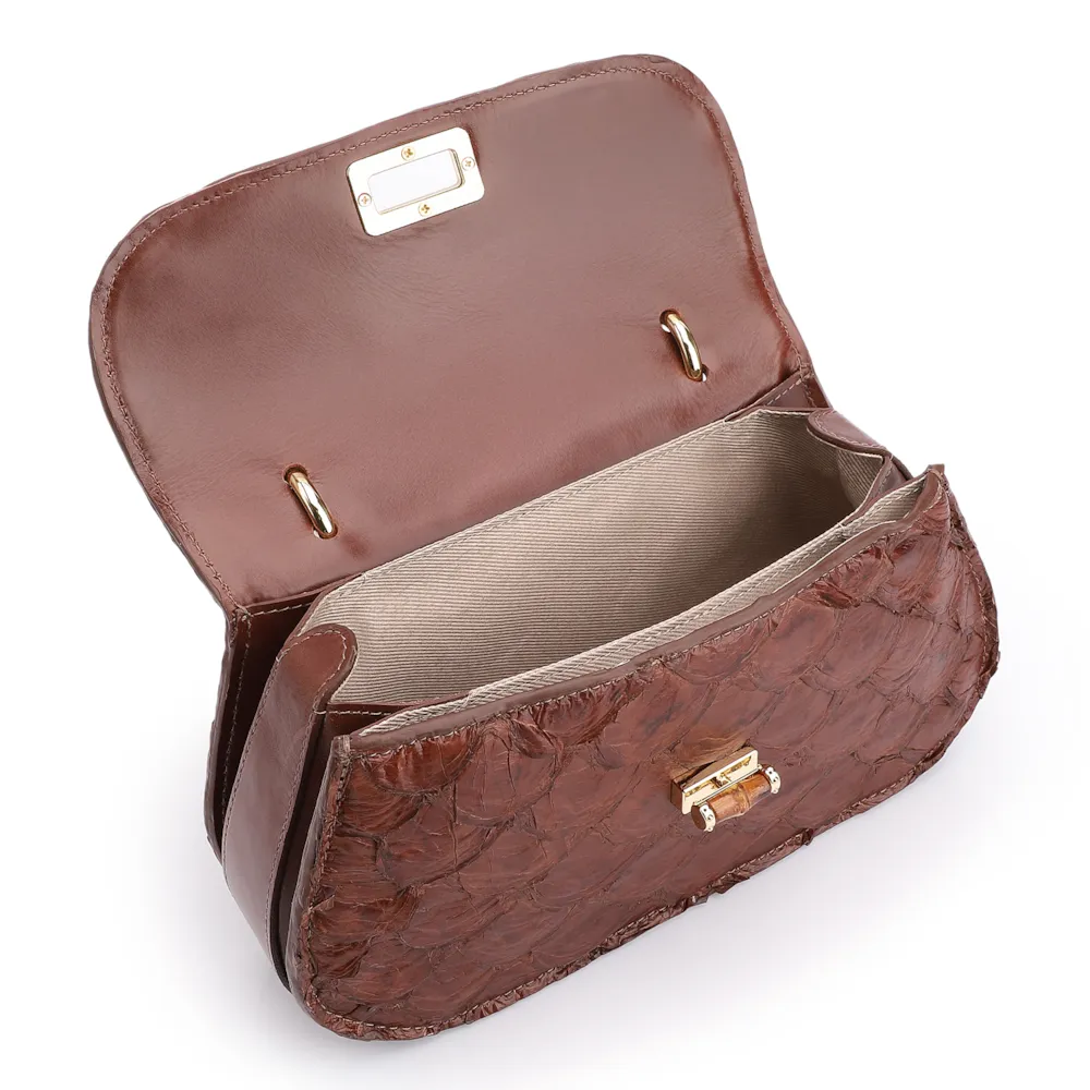 Bolsa De Mão Bambu Pirarucu Marrom Escuro - imagem 4